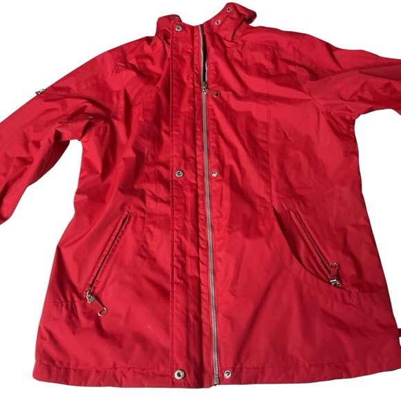 Women’s Red/Black Hooded Reversible Waterproof Anorak Jacket M - Picture 9 of 12